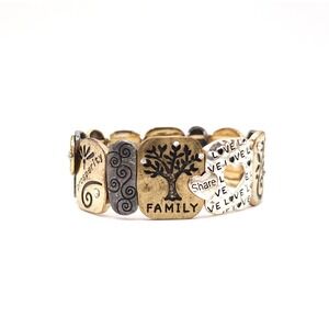Silver and Gold Two Tone Bracelet Engraved Words‎ Joy Love Family Serenity